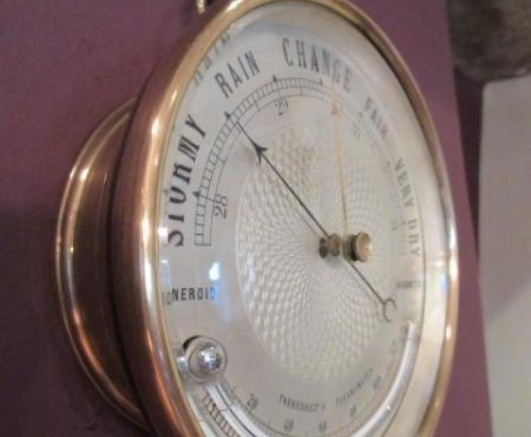 Late 19th Century Marine Barometer with Thermometer - Image 2