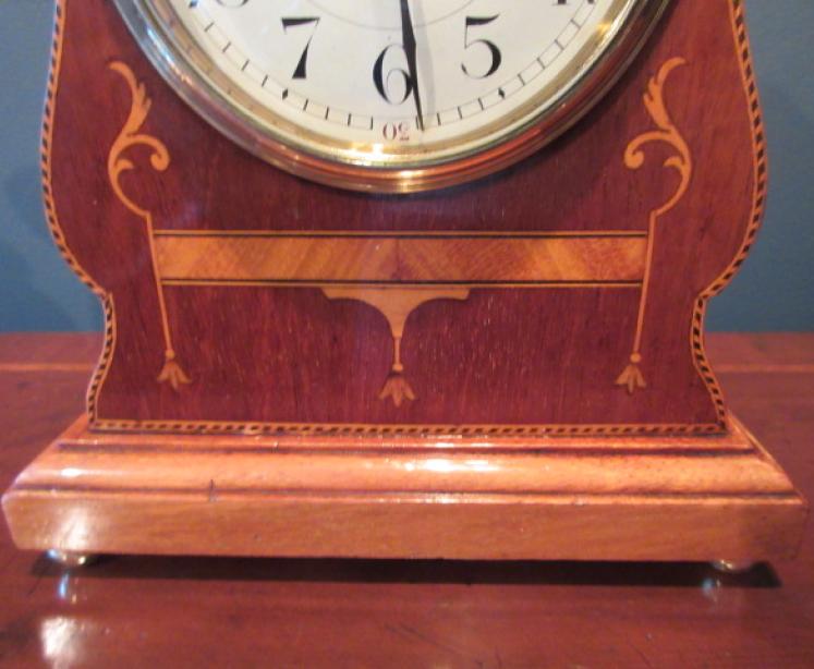 Edwardian Mother of Pearl Inlaid Shaped Mantel Clock - Image 3