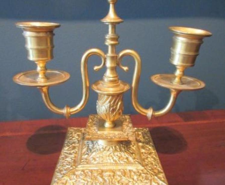 Pair of Mid Victorian Gilt Ormolu Two Arm Candlesticks - Image 3