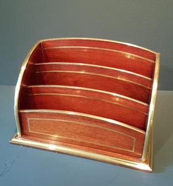 Superb Victorian Mahogany Brass Bound Letter Rack