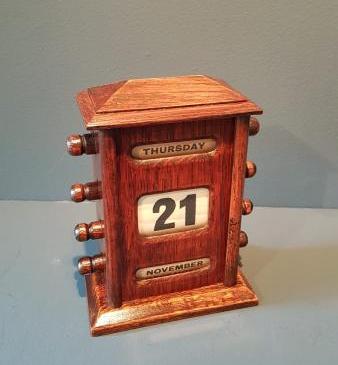 Antique Edwardian Oak Perpetual Desk Calendar