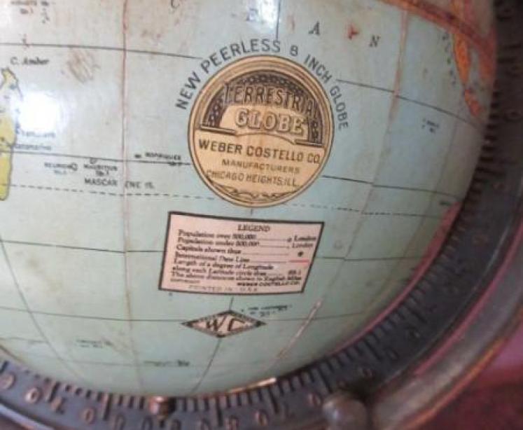 Antique 8" Papier Mache 'Peerless' Terrestrial Globe - Image 3