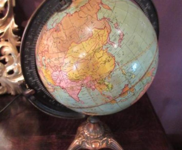 Antique 8" Papier Mache 'Peerless' Terrestrial Globe - Image 5