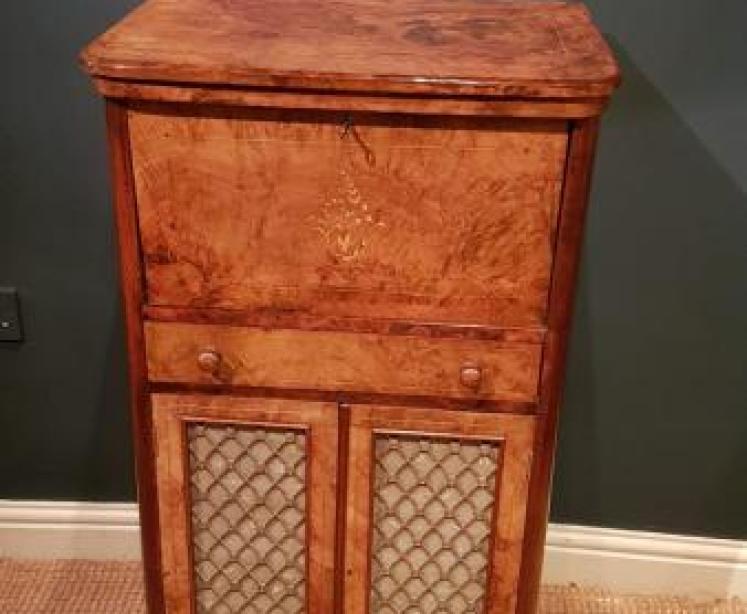 Victorian Inlaid Walnut Secretaire Music Cabinet - Image 1
