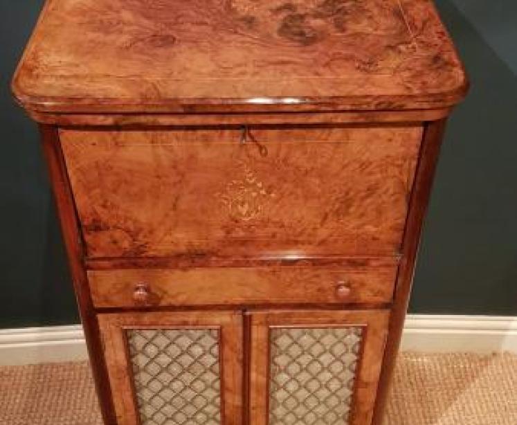 Victorian Inlaid Walnut Secretaire Music Cabinet - Image 2
