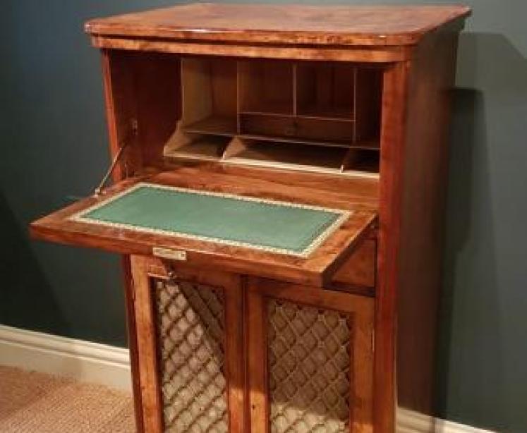 Victorian Inlaid Walnut Secretaire Music Cabinet - Image 3