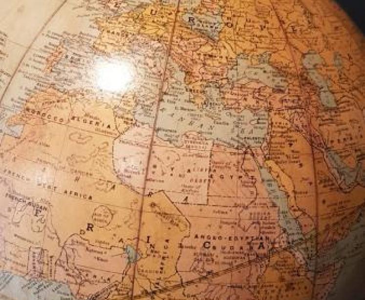 1930's Plaster Globe on Bronzed Base - Image 4