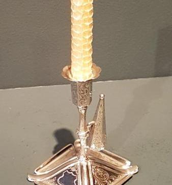 Small Early Victorian Engraved Silver Chamber Stick and Snuffer