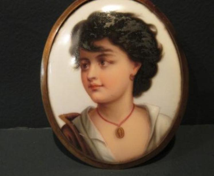 19th Century Oval Berlin Porcelain Miniature Plaque - Image 1
