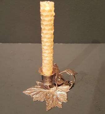 Superb Early Victorian Silver Leaf Design Chamberstick and Snuffer