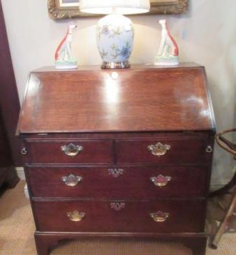 Small George II Period Oak Fall Front Bureau