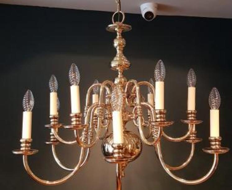 Impressive Edwardian Brass Two Tier Chandelier - Image 1