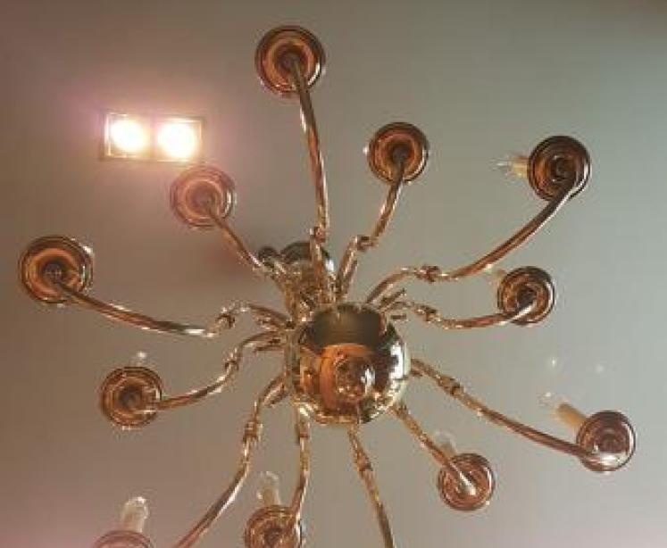 Impressive Edwardian Brass Two Tier Chandelier - Image 2