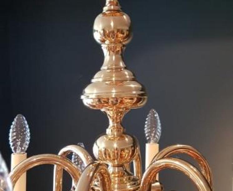 Impressive Edwardian Brass Two Tier Chandelier - Image 3