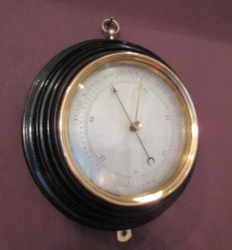 Antique Marine Barometer in Ebony Case