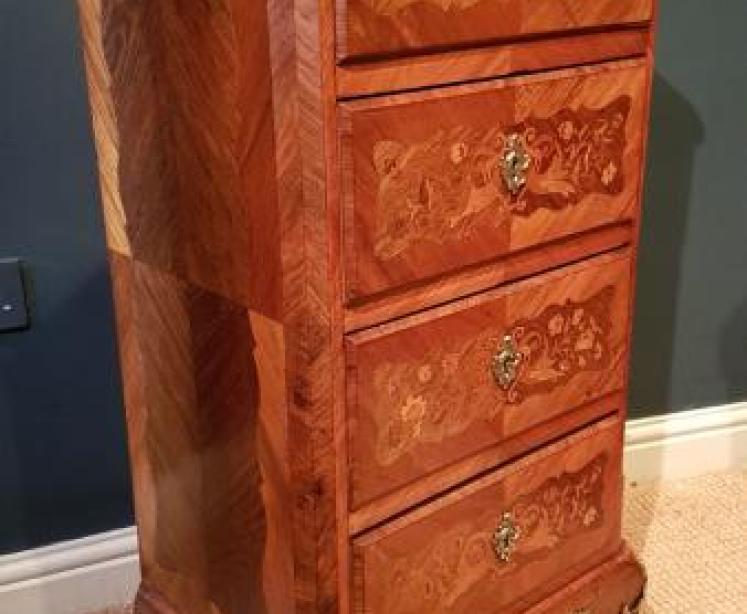 Superb Matching Pair of Inlaid Walnut Secretaire Chests - Image 3