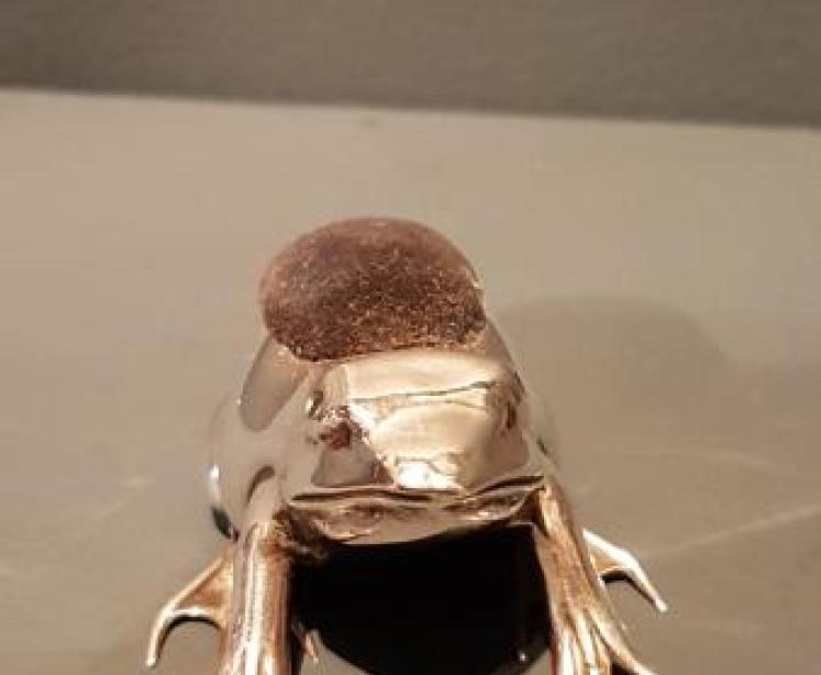 Rare Antique Silver Frog Pin Cushion - Image 2