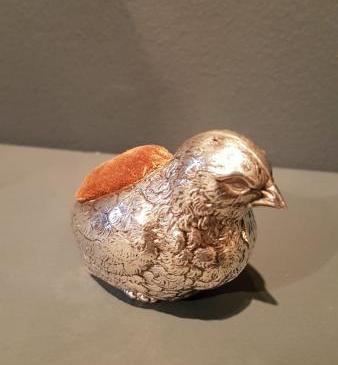 Antique Silver Partridge Pin Cushion