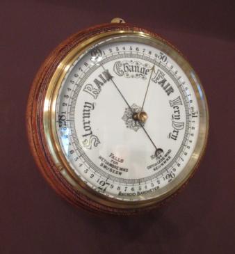 Large Antique Polished Oak Ship's Barometer
