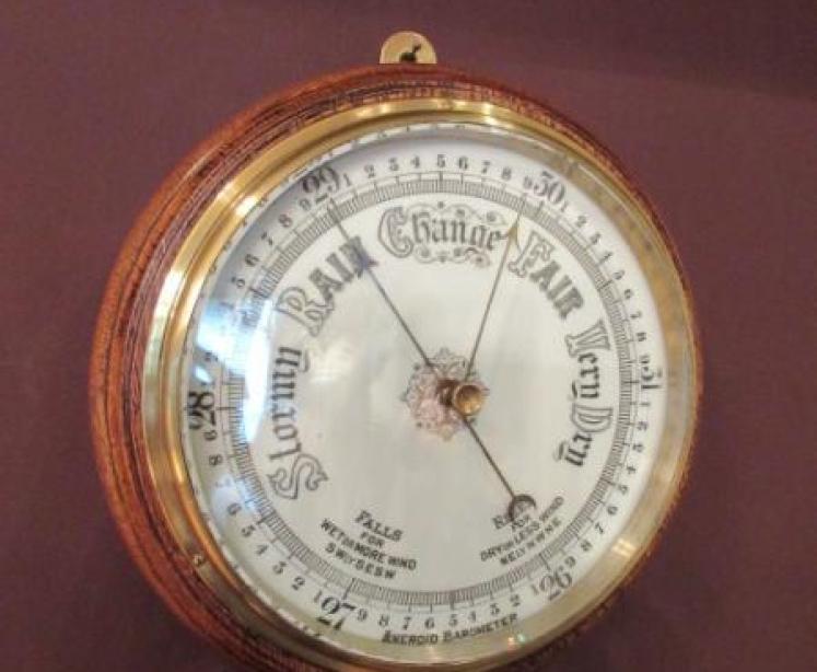 Large Antique Polished Oak Ship's Barometer - Image 7