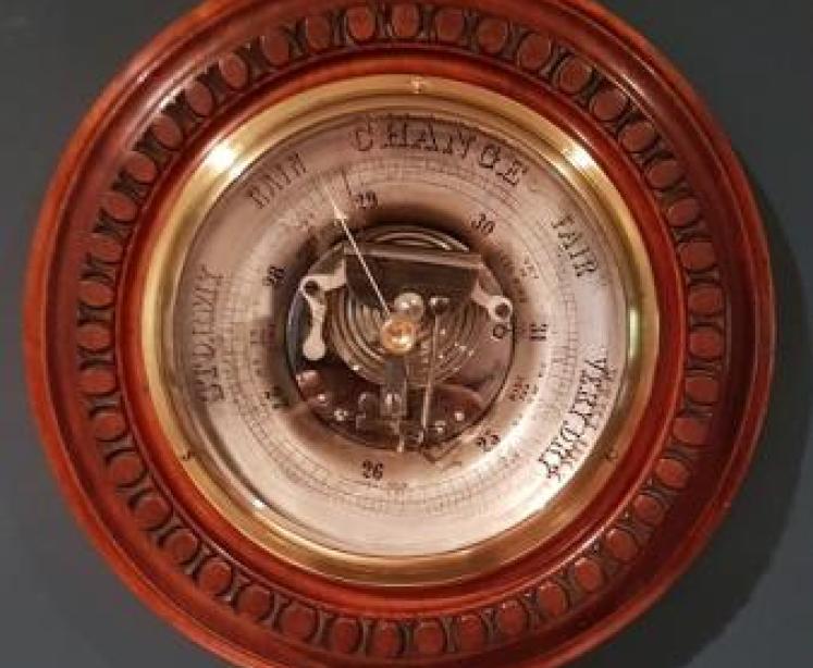 Unusual Victorian Walnut Skeletonised Barometer  - Image 1