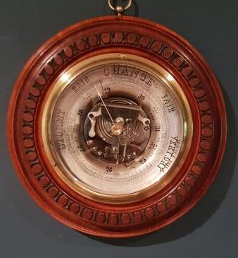 Unusual Victorian Walnut Skeletonised Barometer 