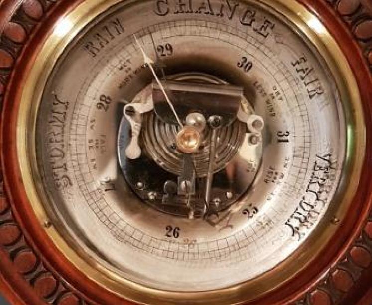 Unusual Victorian Walnut Skeletonised Barometer  - Image 4