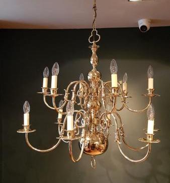 Superb Edwardian Solid Brass Two Tier Chandelier