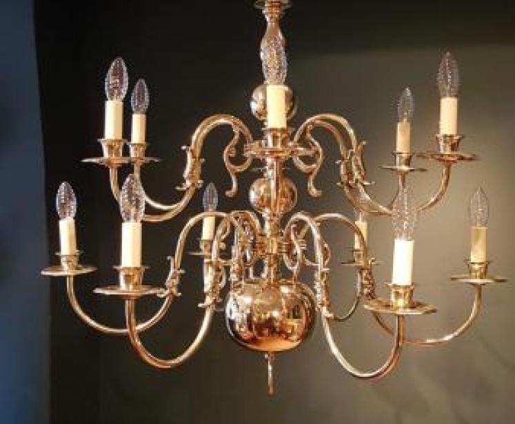 Superb Edwardian Solid Brass Two Tier Chandelier - Image 6