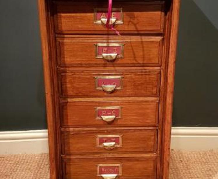 Antique Oak Maples of London Filing Cabinet - Image 4