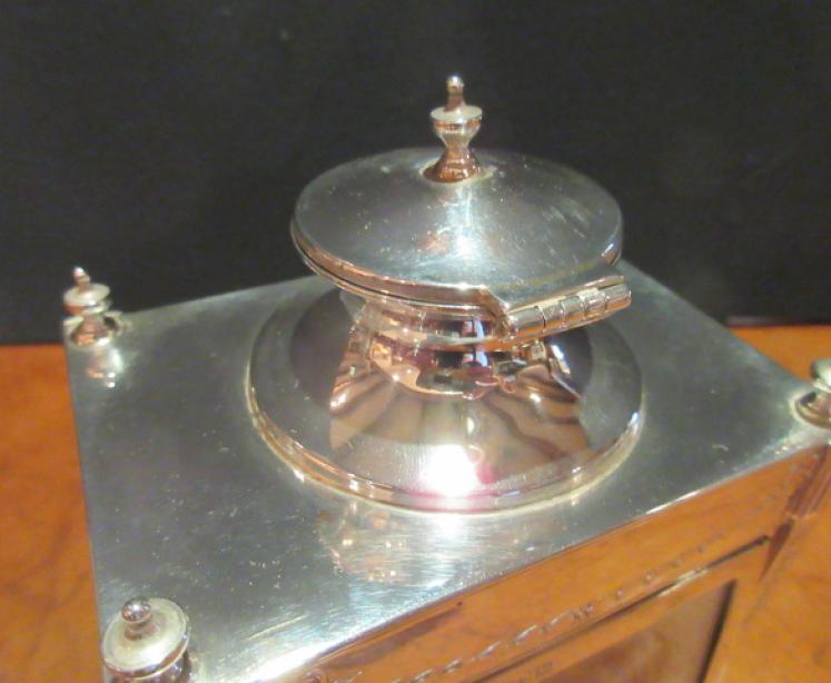 Superb Antique Silver Desktop Photo Frame & Inkwell Stand - Image 4