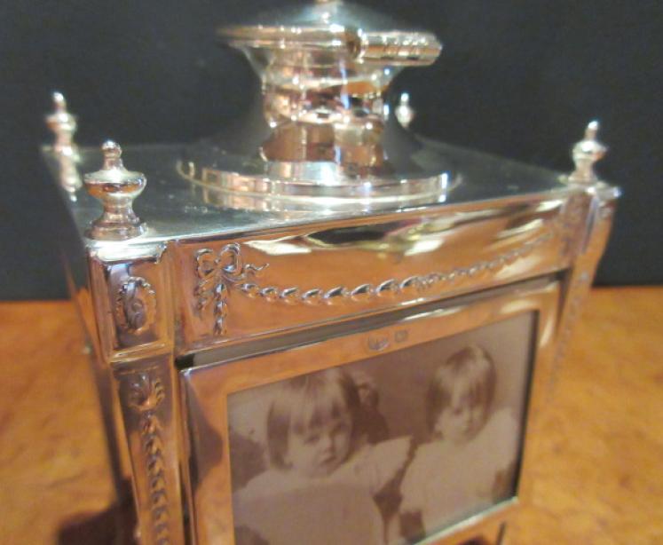 Superb Antique Silver Desktop Photo Frame & Inkwell Stand - Image 6