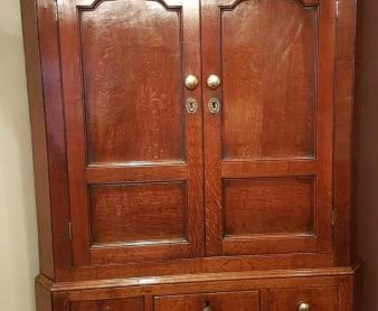 Impressive George III Oak Floor Standing Corner Cupboard - Image 7