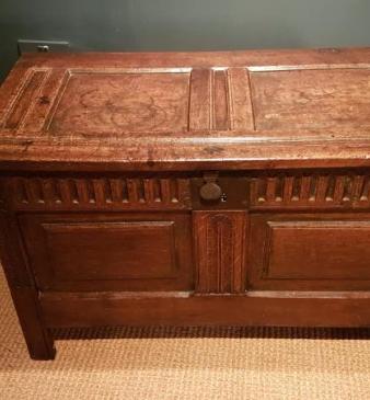Small Period Oak Two Panel Coffer 