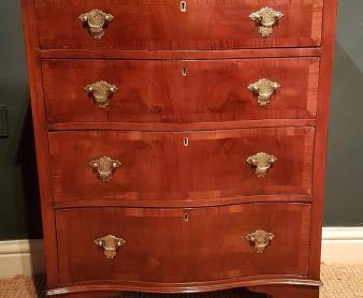Edwardian Walnut Serpentine Fronted Chest of Drawers - Image 1
