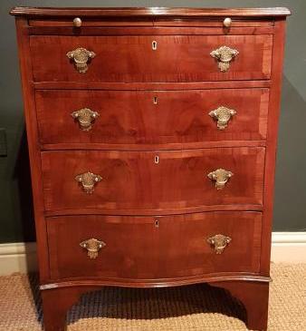 Edwardian Walnut Serpentine Fronted Chest of Drawers