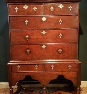 Outstanding Original George I Oak Chest on Stand