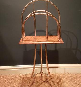 Victorian Brass and Oak Magazine Rack