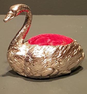 Antique Silver Novelty Swan Pin Cushion