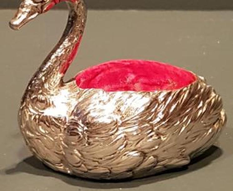 Antique Silver Novelty Swan Pin Cushion - Image 1