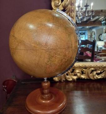 Superb Antique 12" Papier Mache Terrestrial Globe