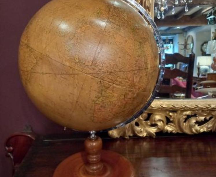 Superb Antique 12" Papier Mache Terrestrial Globe - Image 1