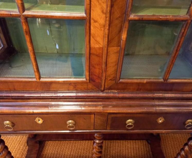 Antique William & Mary Style Walnut Cabinet on Stand - Image 4
