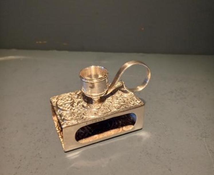 Antique Silver 'Go to Bed' Candlestick & Matchbox Holder - Image 6