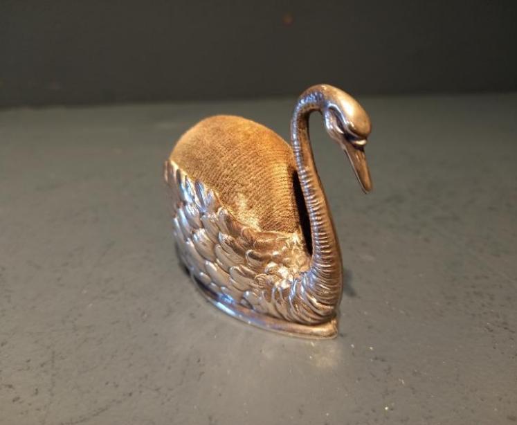 George V period Silver Novelty Swan Pin Cushion - Image 6