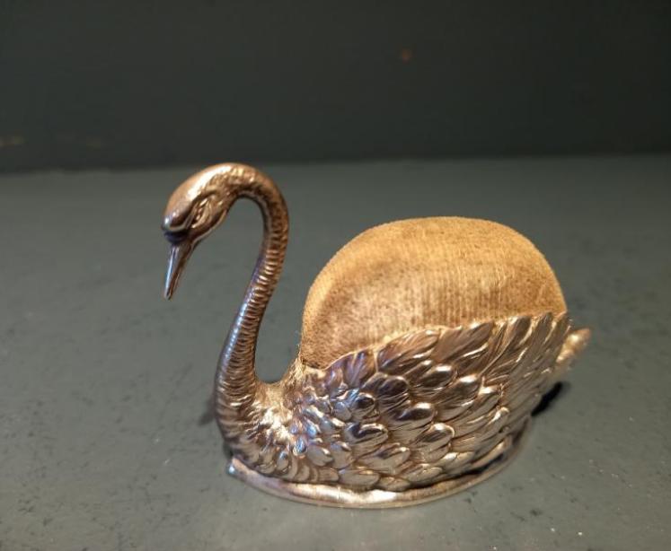 George V period Silver Novelty Swan Pin Cushion - Image 7