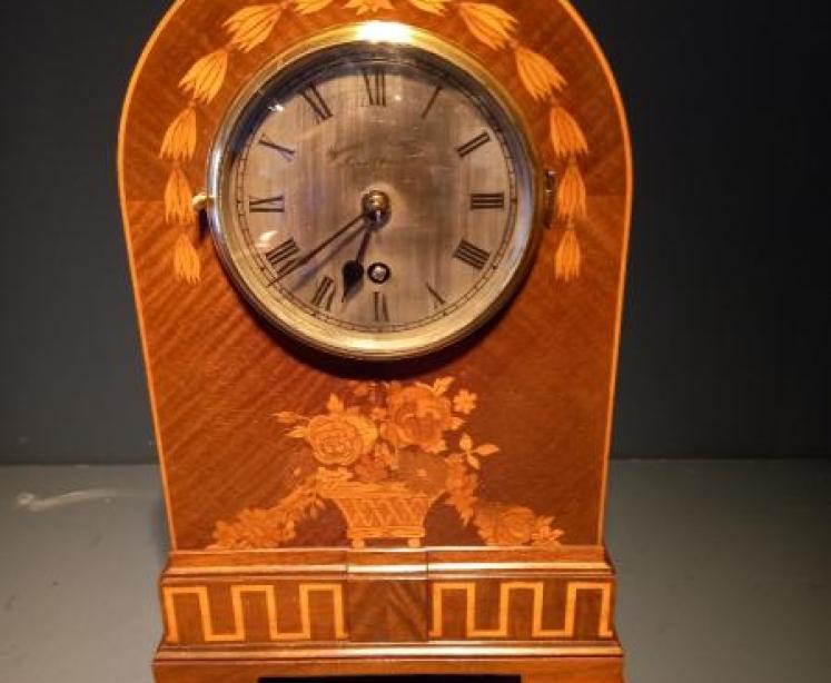 Superb Antique Fruitwood Inlaid Waring & Gillow Mantel Clock - Image 1