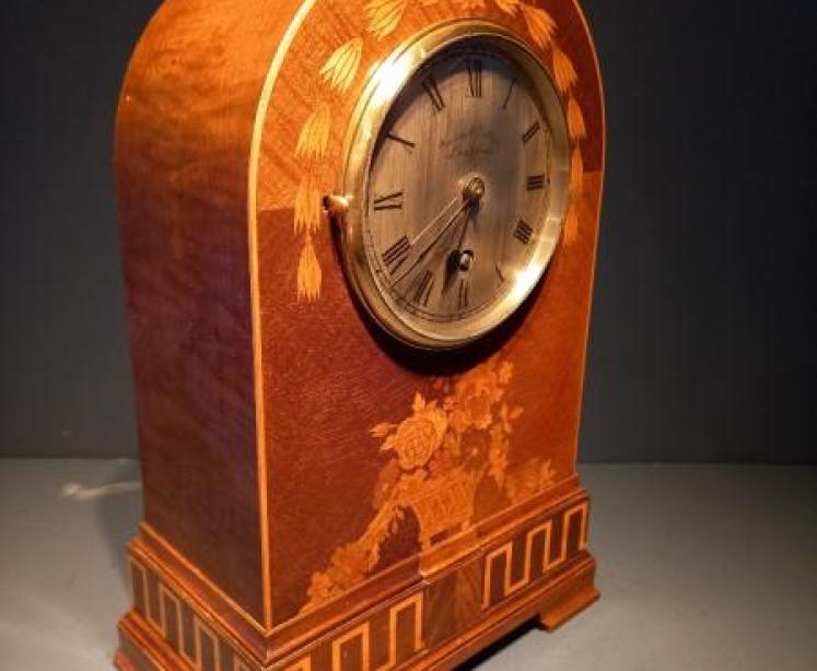 Superb Antique Fruitwood Inlaid Waring & Gillow Mantel Clock - Image 7