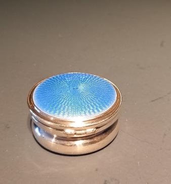 Immaculate George V Period Silver & Blue Enamel Trinket