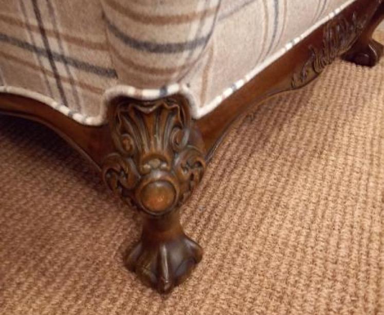 Superb Antique Walnut Upholstered Wing Armchair - Image 4